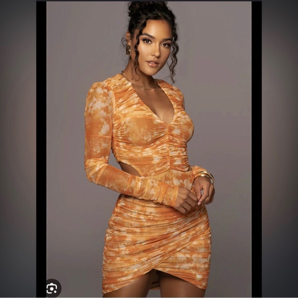 JLUXLABEL Summer Lovers orange tie dye dress size large